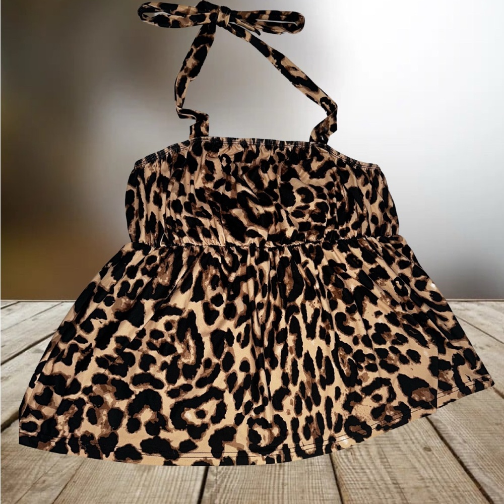 Leopard print halter tank top